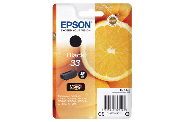 EPSON Tintenpatrone schwarz T333140 XP-530/630/830 250 Seiten