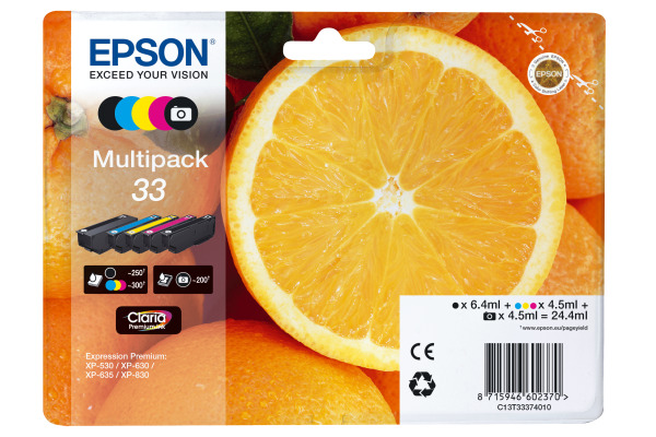 EPSON Multipack Tinte CMYBK PhBK T333740 XP-530 630 830...