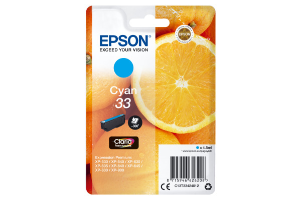 EPSON Tintenpatrone cyan T334240 XP-530/630/830 300 Seiten