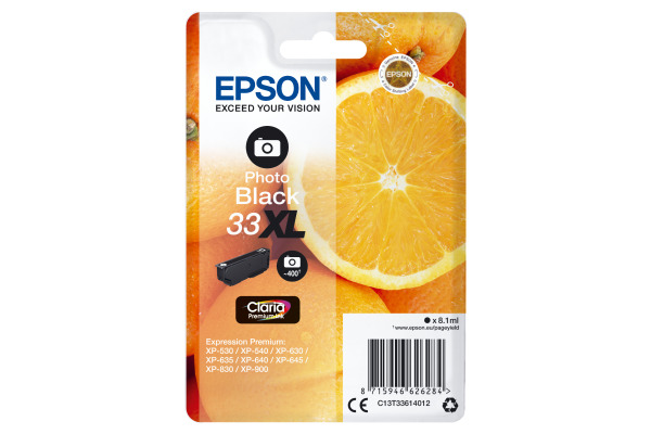 EPSON Tintenpatrone XL photo schwarz T336140 XP-530/630/830 400 Seiten