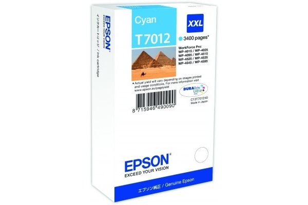 EPSON Tintenpatrone XXL cyan T701240 WP 4000/4500 3´400 Seiten