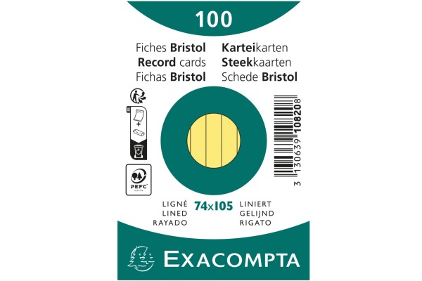 EXACOMPTA Karteikarten liniert A7 10820SE gelb 100 Stück