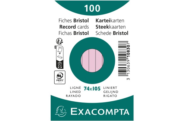 EXACOMPTA Karteikarten liniert A7 10830SE rosa 100 Stück