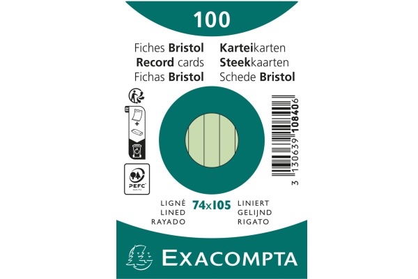 EXACOMPTA Karteikarten liniert A7 10840SE grün 100 Stück