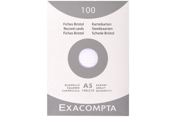 EXACOMPTA Karteikarten kariert 5mm A5 13208E weiss 100 Stück