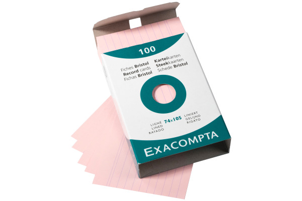 EXACOMPTA Karteikarten liniert A7 13830B rosa 100 Stück