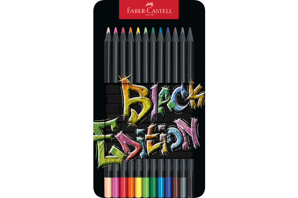 FABER-CA. Farbstifte Black Edition 116413 12 Farben, Metalletui