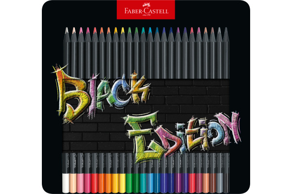FABER-CA. Farbstifte Black Edition 116425 24 Farben, Metalletui