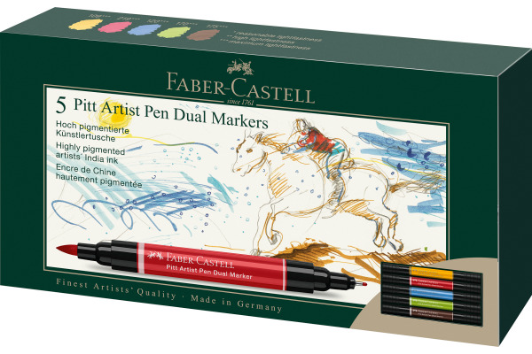 FABER-CA. Artist Pen Dual Marker 0.8mm 162005 5 couleurs, Etui