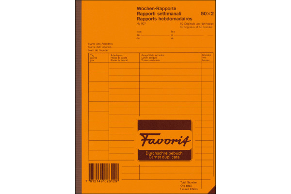 FAVORIT Wochen-Rapport D/F/I A5 507 weiss 50x2 Blatt