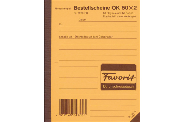 FAVORIT Bestellscheine D A6 9286 OK citron/weiss 50x2 Blatt