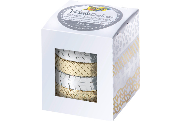 FOLIA Washi Tape Set 4 silver/gold 29402 15mmx5m, 4 Stück