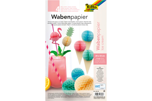 FOLIA Wabenpapier 451-91 Icecream 4 Blatt, farbig
