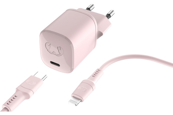 FRESH´N R Charger USB-C PD Smokey Pink 2WCL20SP + Lightning Cable 1.5m 20W