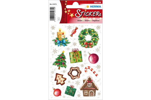 HERMA Sticker Weihnachten 15072 bunt 36 Stück/3 Blatt