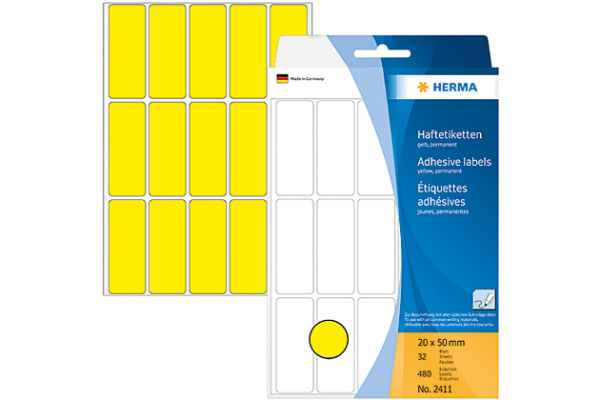 HERMA Etiketten 20×50mm 2411 gelb 480 Stück