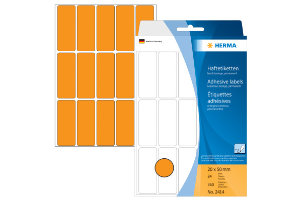 HERMA Etiketten 20×50mm 2414 orange 360 Stück