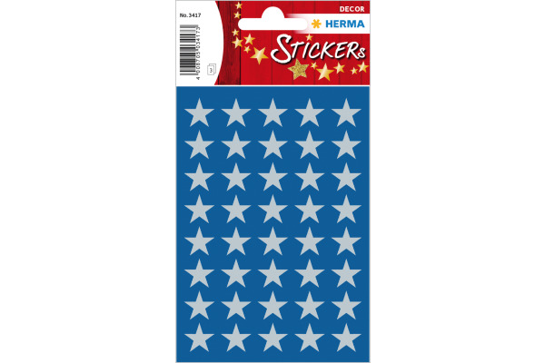 HERMA Sticker Sterne 13mm 3417 silber 120 Stück/3 Blatt