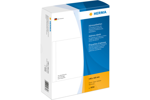 HERMA Adress-Etiketten 148x105mm 4332 weiss, non-perm. 500 Stück