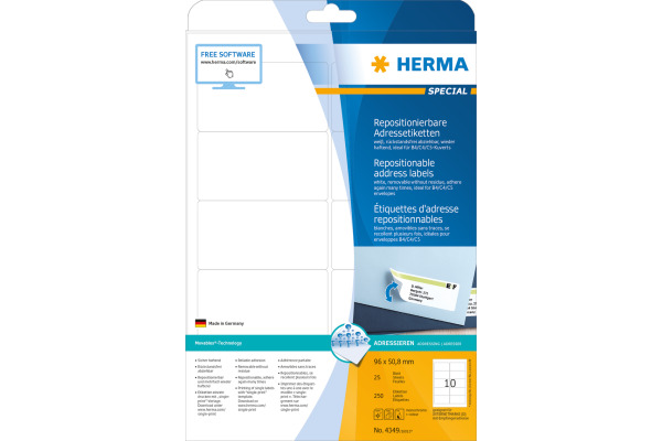 HERMA Universal-Etiketten SPECIAL, 96 x 50,8 mm, weiss