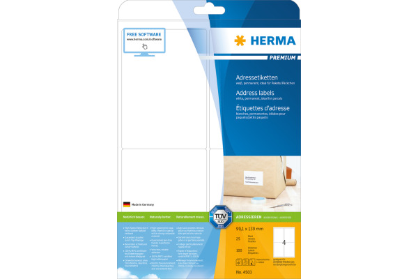HERMA Etiketten Premium 99.1x139mm 4503 weiss, permanent 100 Stück
