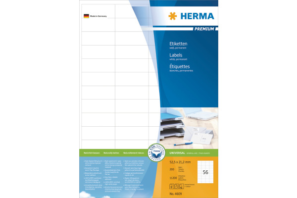 HERMA Etiketten Premium 52,5×21,2mm 4609 weiss 11200 Stück