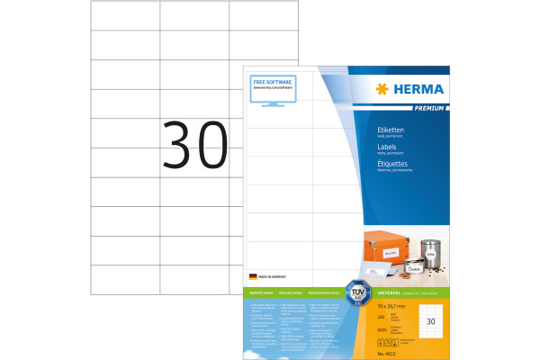HERMA Etiketten Premium 70×29,7mm 4612 weiss 6000 Stück
