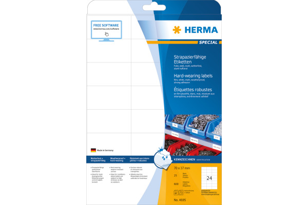 HERMA Etiketten SPECIAL 70x37mm 4695 weiss,ex.perm. 600 St./25 Bl.
