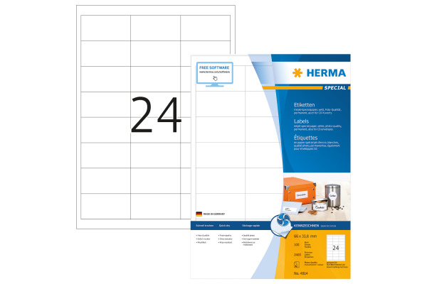 HERMA Etiketten Special 66×33,8mm 4814 weiss 2400 Stück