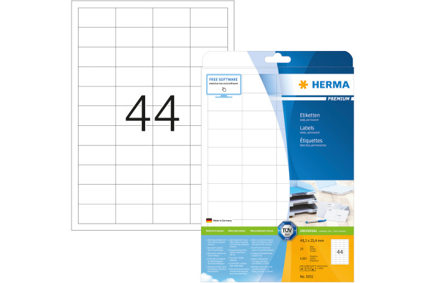 HERMA Etiketten Premium 48,3×25,4mm 5051 weiss 1100 Stück