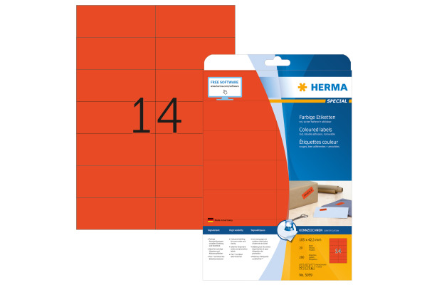 HERMA Etiketten Special 105×42,3mm 5059 rot 280 Stück
