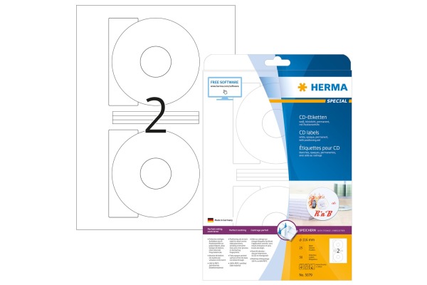 HERMA CD-Etiketten 116mm 5079 weiss 50 St./25 Blatt