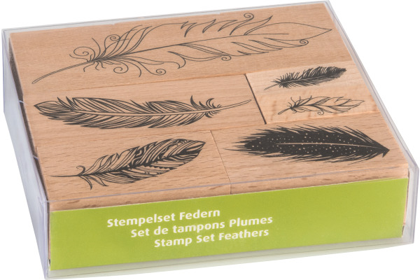 HEYDA Stempel-Set Federn 12x10x3cm 204888685 Holz 6-teilig