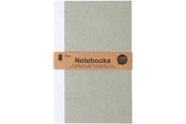 I AM CREA Notizbuch A6 4005.12 braun, 60 Seiten 3 Stück