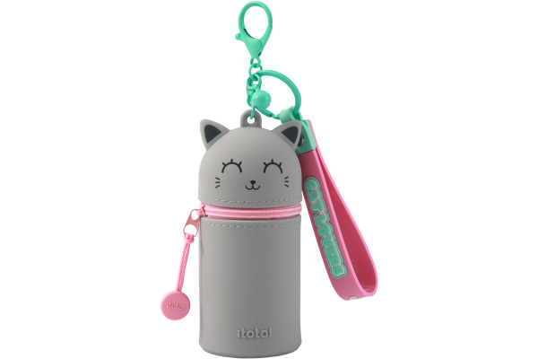 I-TOTAL Schlüsselanhänger Silikonetui XL2486D Katze grau