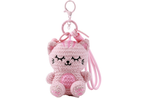 I-TOTAL Schlüsselanhänger gehäkelt XL3444 Katze pink