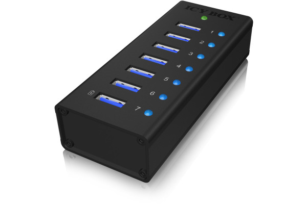 ICY BOX 7 Port Hub USB 3.0 IBAC618 robust alluminium black