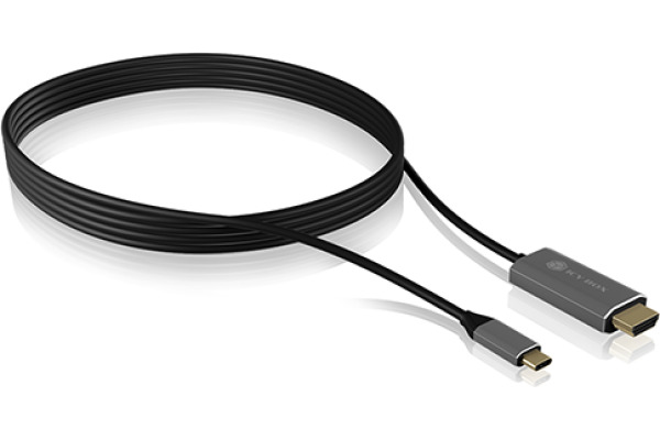 ICY BOX USB C zu HDMI Kabel, 1,8 m, IB-CB020C 4K@60 Hz, HDCP 2.2, Aluminium