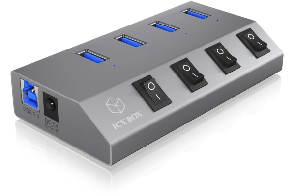 ICY BOX 4 Port Hub & Charger USB 3.0 IBHUB1405 Aluminium