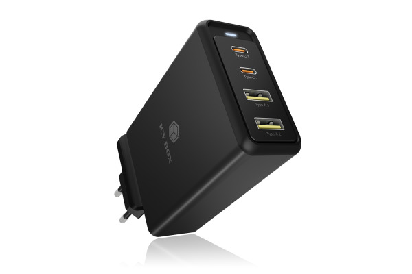 ICY BOX 4-port wall charger IB-PS104- with PD, USB-C&A, 100W black