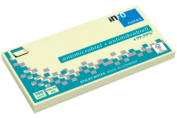 INFO Haftnotizen 75x125mm 5155-01 antimikrobiell, gelb...