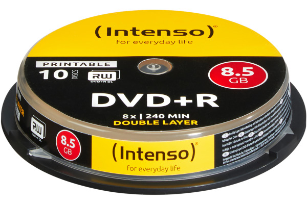INTENSO DVD+R Cake Box 8.5GB 4381142 8X DL print. 10 PCS