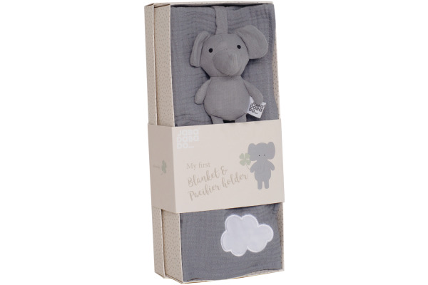 JABADABAD Geschenkset Buddy Elefant N0182 grey, Decke, Schnuller