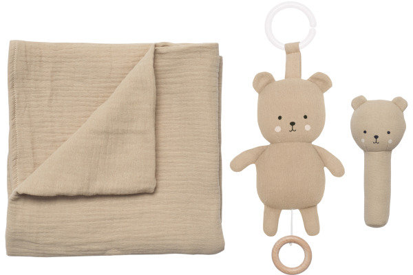 JABADABAD Geschenkset Teddy in Decke S1022 beige, 3-teilig