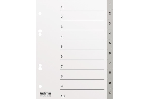 KOLMA Register KolmaFlex A5 18.105.03 grau, 1-10, 2 + 4 Loch