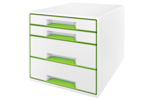 LEITZ Schubladenbox WOW Cube A4 52132054 weiss/grün, 4 Schubladen