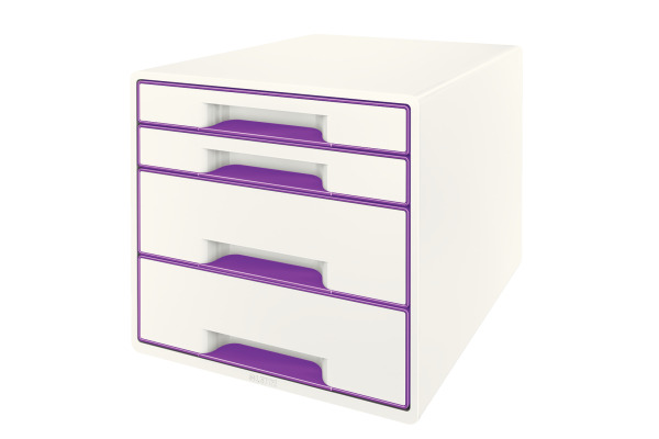 LEITZ Schubladenbox WOW Cube A4 52132062 weiss/violett, 4 Schubladen