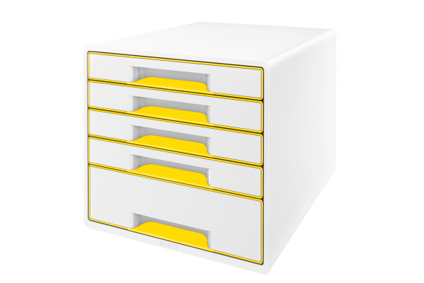 LEITZ Schubladenbox WOW Cube A4 52142016 weiss/gelb, 5 Schubladen