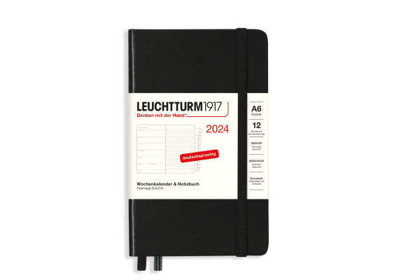 LEUCHTTUR Agenda Pocket 2025 44370497 1W/1S schwarz HC A6