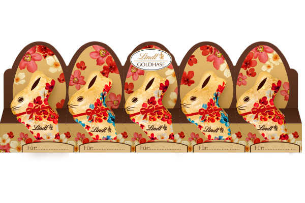 LINDT Goldhase Milch 668028 Flower Edition 5x10g